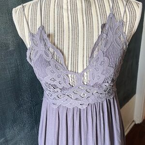 Free People Adella Lace Maxi Slip Dress in lavender Size S